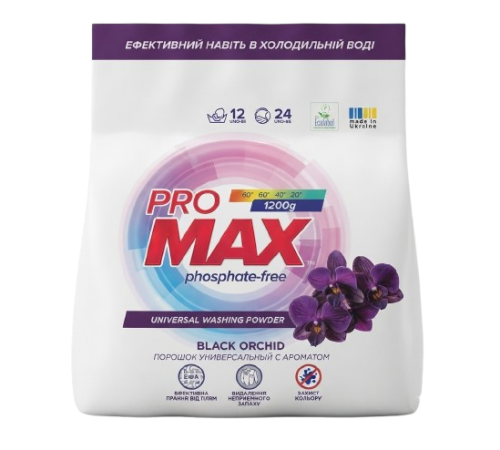 Порошок пральний безфосфатний PROMAX UNIVERSAL BLACK ORCHID 1.2 кг