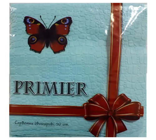 Серветка Primier 50л Метелик (кольорові/БІЛІ) 33*30